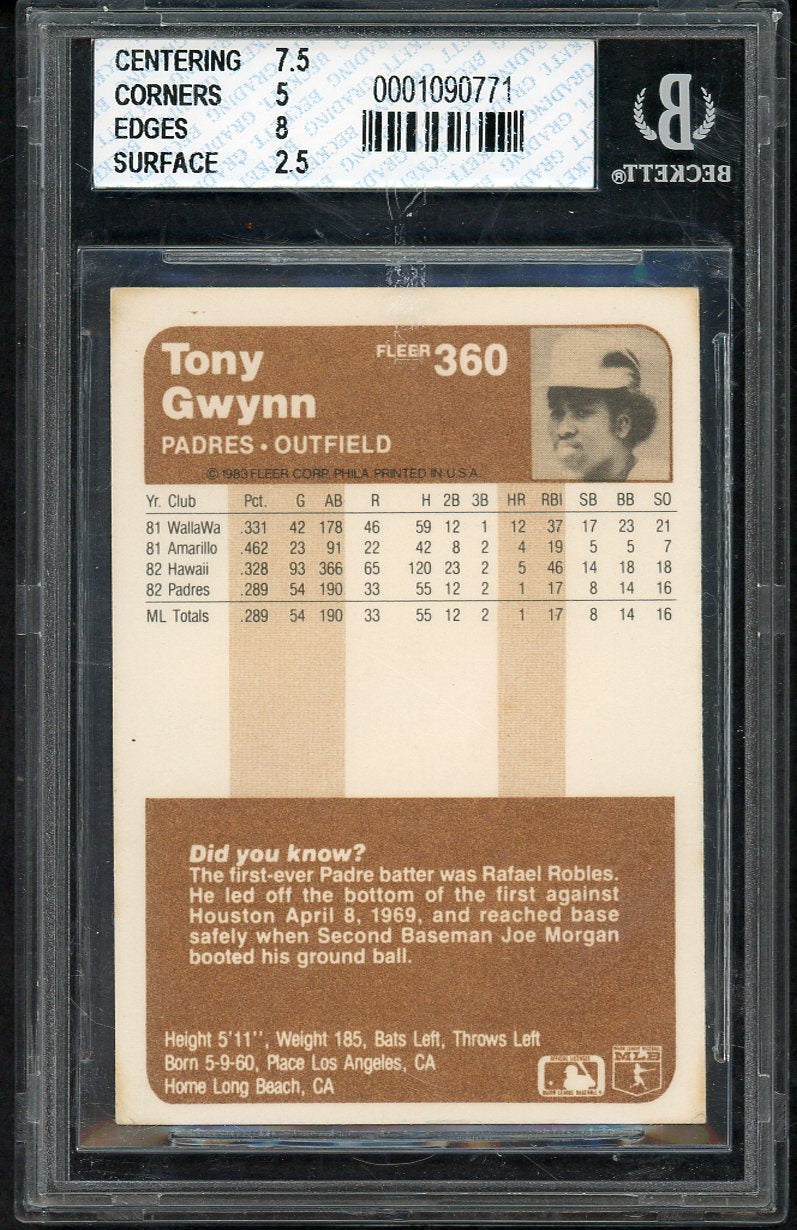 1983 Fleer #360 Tony Gwynn Padres BVG 3.5 VG+ 567851