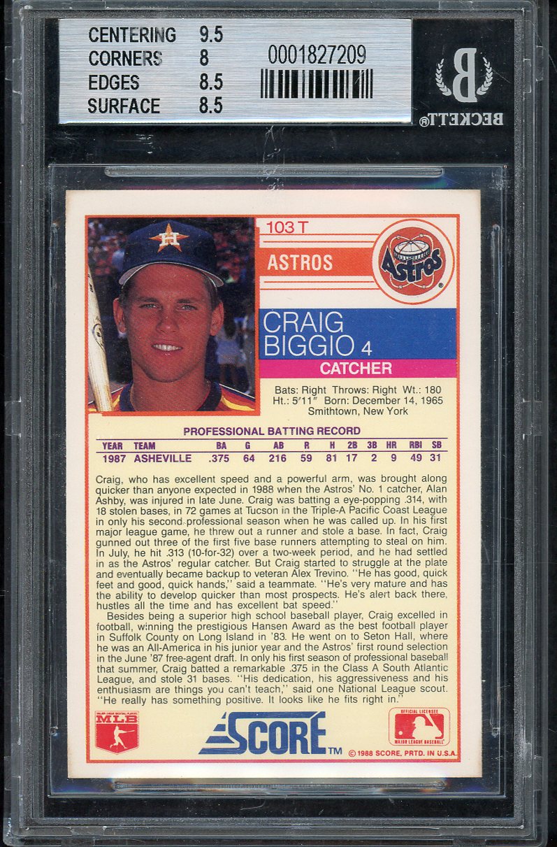 1988 Score Traded #103T Craig Biggio Astros BVG 8.5 NM/MT+ 567861