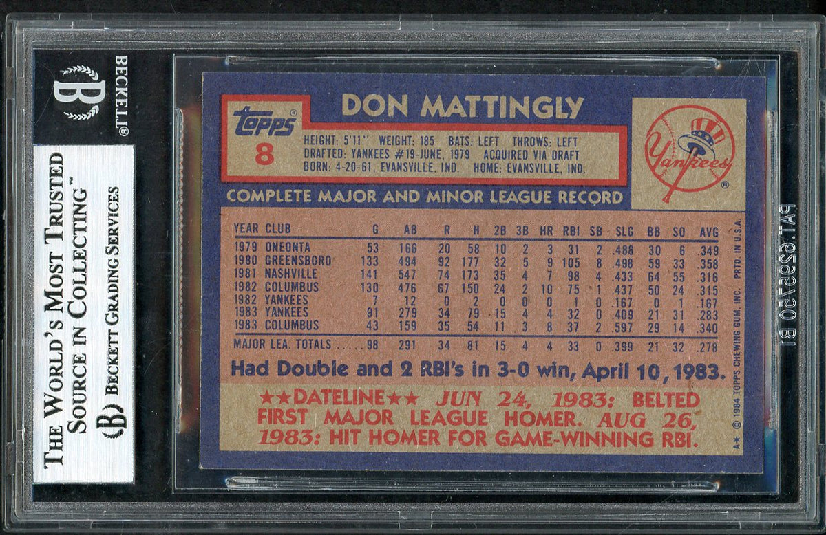 1984 Topps #008 Don Mattingly Yankees BVG 8.5 NM/MT+ 567895