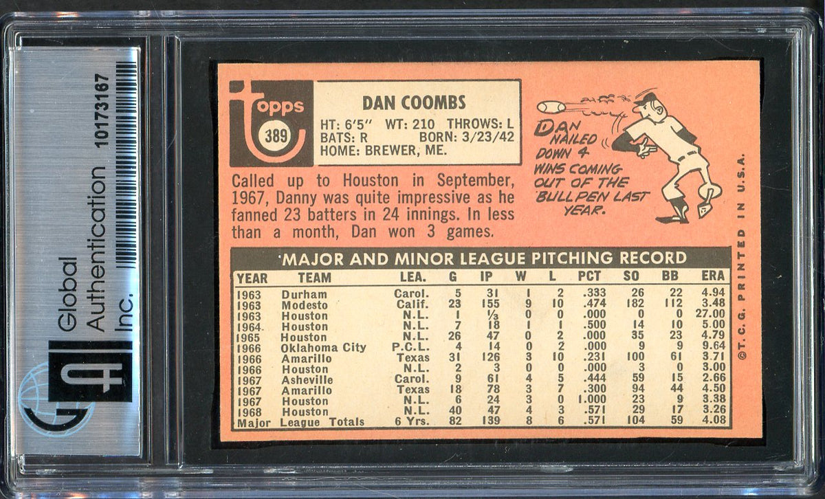 1969 Topps Baseball #389 Dan Coombs Astros GAI 8 NM/MT 567948