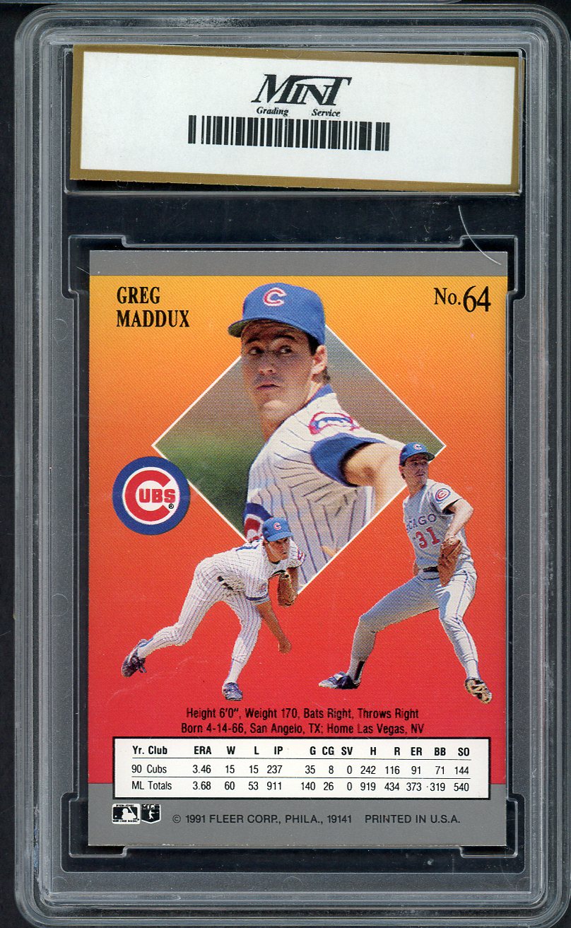 1991 Fleer Ultra #064 Greg Maddux Cubs MGS 10 GEM MINT 568079
