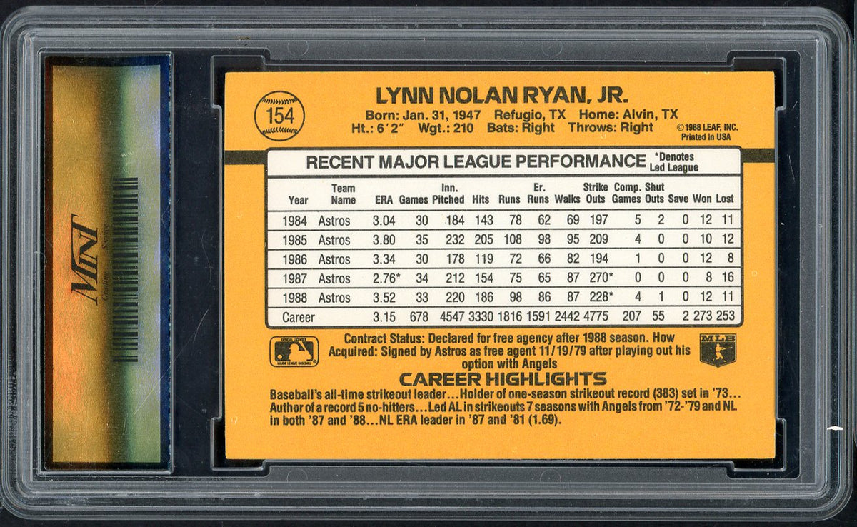 1989 Donruss #154 Nolan Ryan Astros MGS 10 GEM MINT 568083