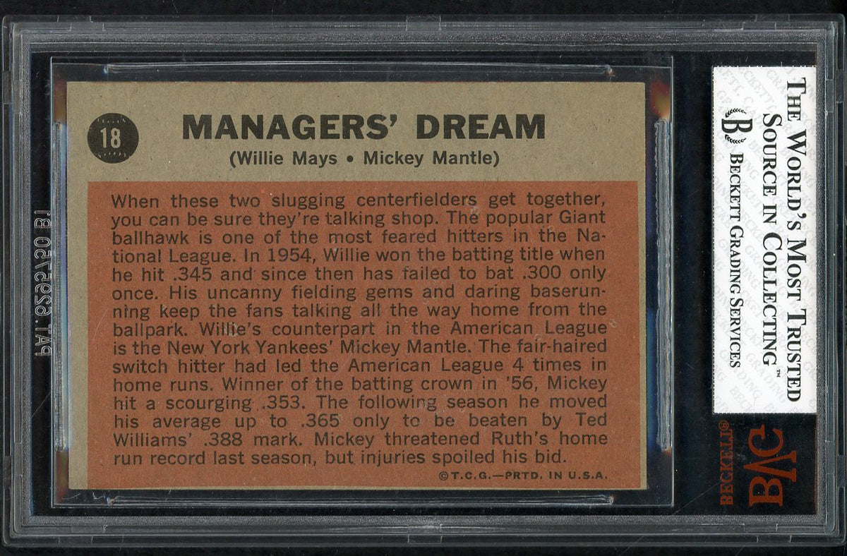 1962 Topps Baseball #018 Mickey Mantle Willie Mays BVG 2 GD 568087