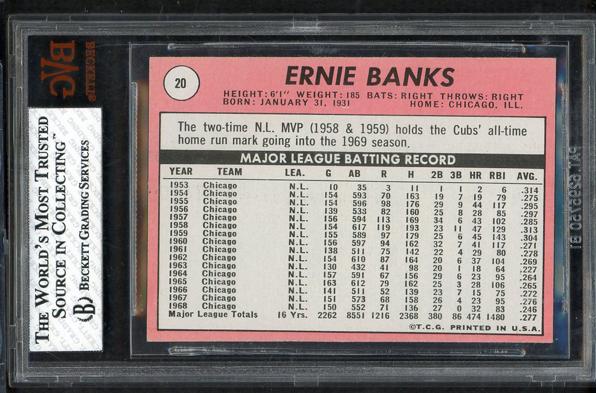 1969 Topps Baseball #020 Ernie Banks Cubs BVG 6.5 EX-MT+ 568090