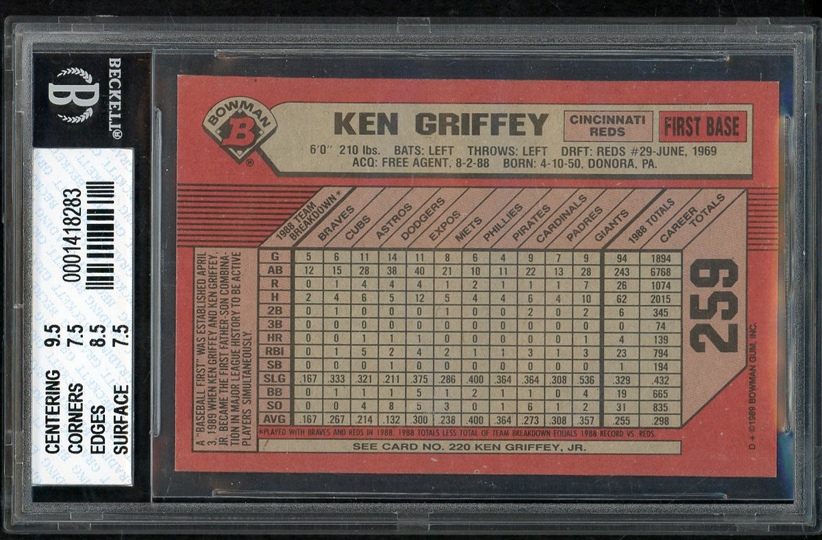 1989 Bowman #259 Ken Griffey Jr Mariners BVG 7.5 NM+ 568099