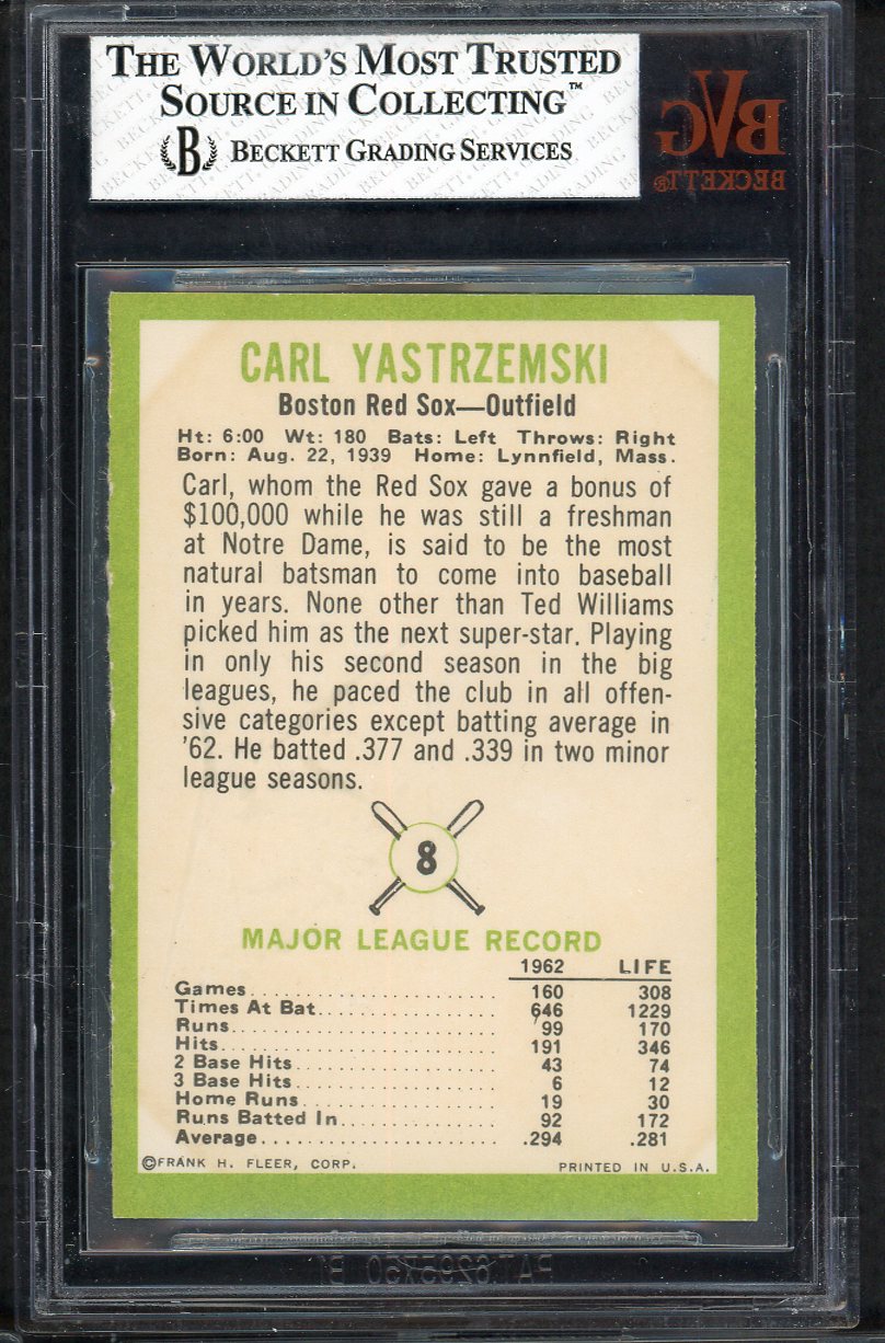 1963 Fleer Baseball #008 Carl Yastrzemski Red Sox BVG 6 EX-MT 568102