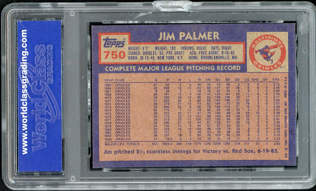 1984 Topps #750 Jim Palmer Orioles WGC 10 GEM MINT crack 568128