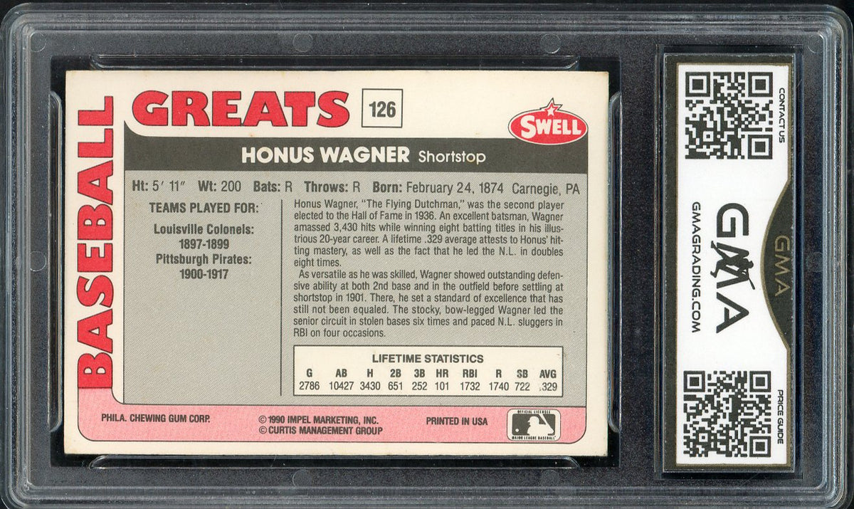 1990 Swell #126 Honus Wagner Pirates GMA 6.5 EX-MT+ 568139