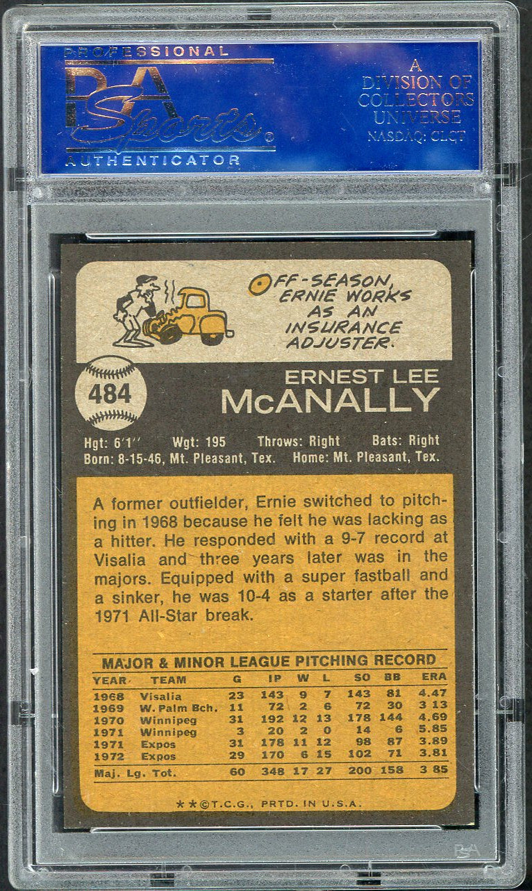 1973 Topps Baseball #484 Ernie McAnally Expos PSA 8 NM/MT 568144