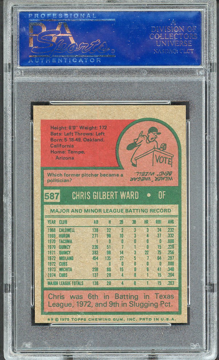 1975 Topps Mini Baseball #587 Chris Ward Cubs PSA 8 NM/MT 568154