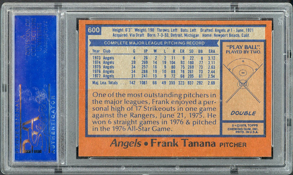 1978 Topps Baseball #600 Frank Tanana Angels PSA 9 MINT 568159
