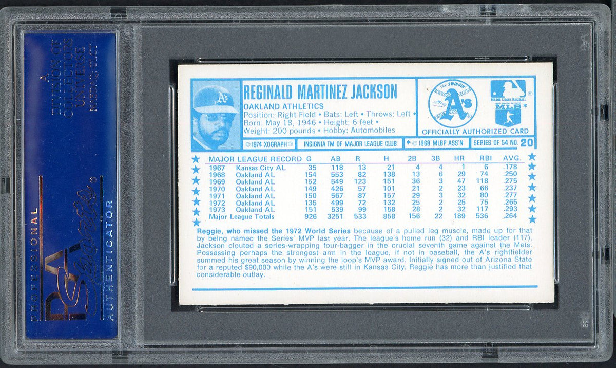 1974 Kelloggs Baseball #020 Reggie Jackson A's PSA 7 NM 568168