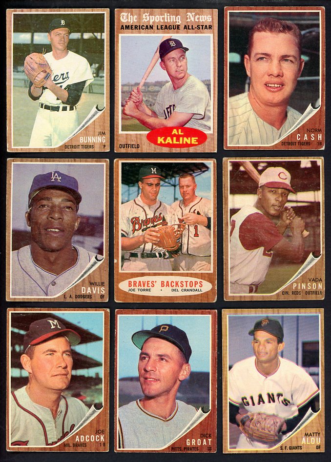 1962 Topps Set Lot 177 Diff VG/VG-EX Kaline Bunning Cash 568187