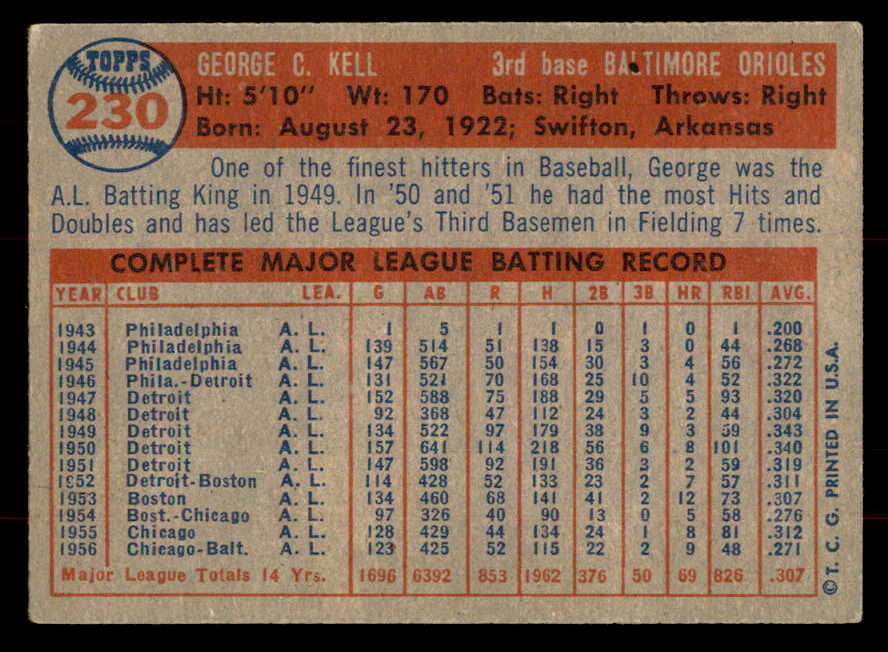 1957 Topps Baseball #230 George Kell Orioles EX-MT 568468
