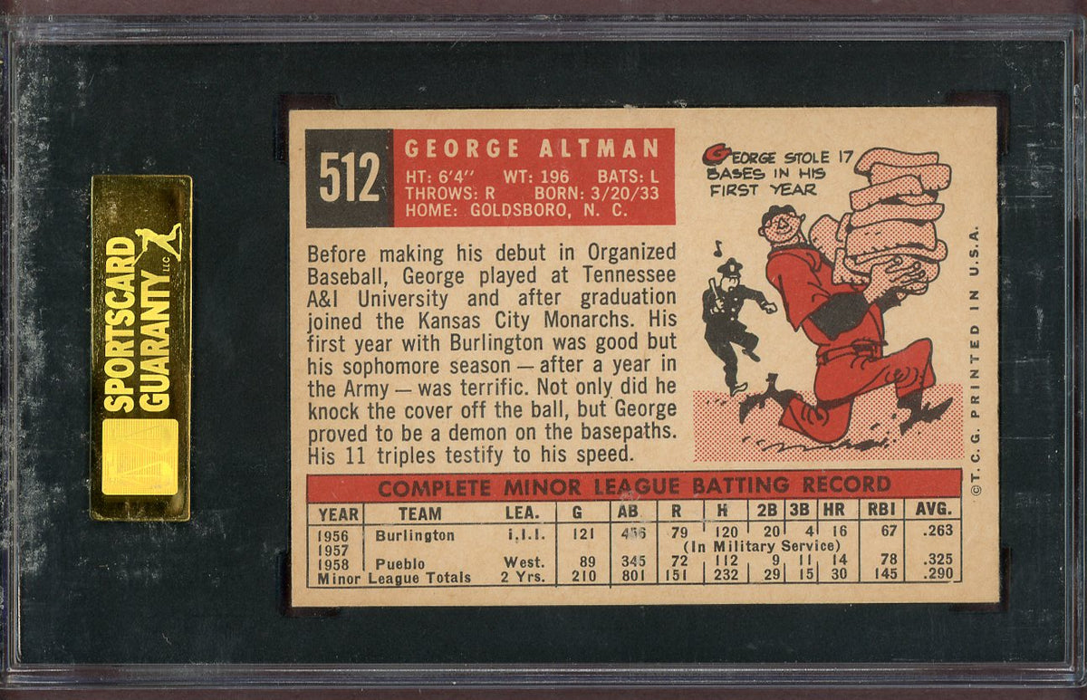 1959 Topps Baseball #512 George Altman Cubs SGC 8 NM/MT 568642