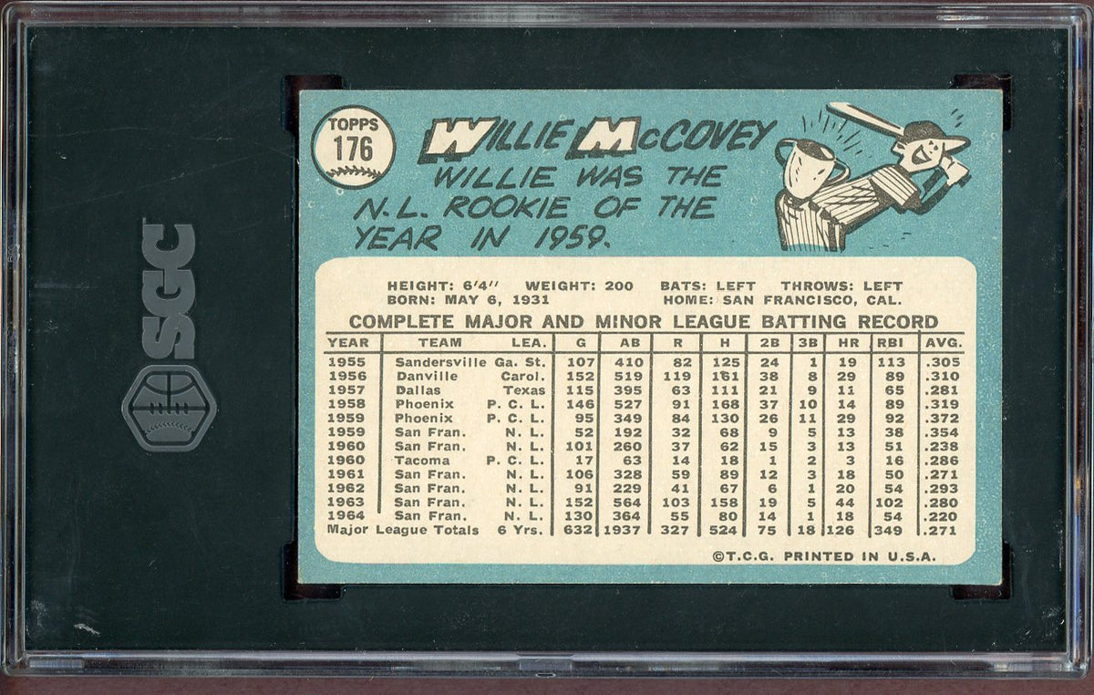 1965 Topps Baseball #176 Willie McCovey Giants SGC 7 NM 568647