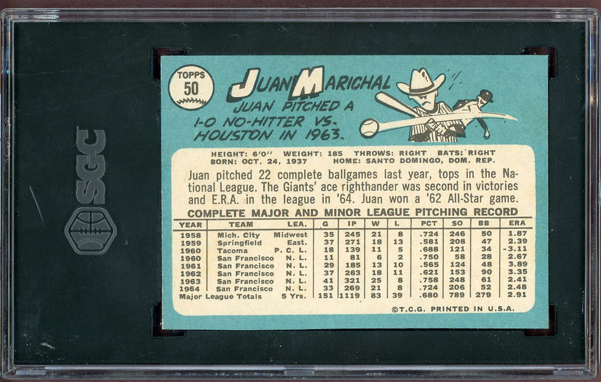1965 Topps Baseball #050 Juan Marichal Giants SGC 6 EX-MT 568651