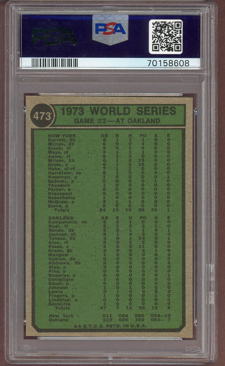 1974 Topps Baseball #473 World Series Game 2 Willie Mays PSA 7 NM 568664