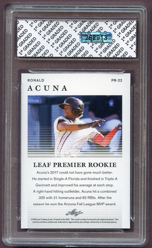 2018 Leaf Premier Rookie #PR22 Ronald Acuna Braves 10 418697