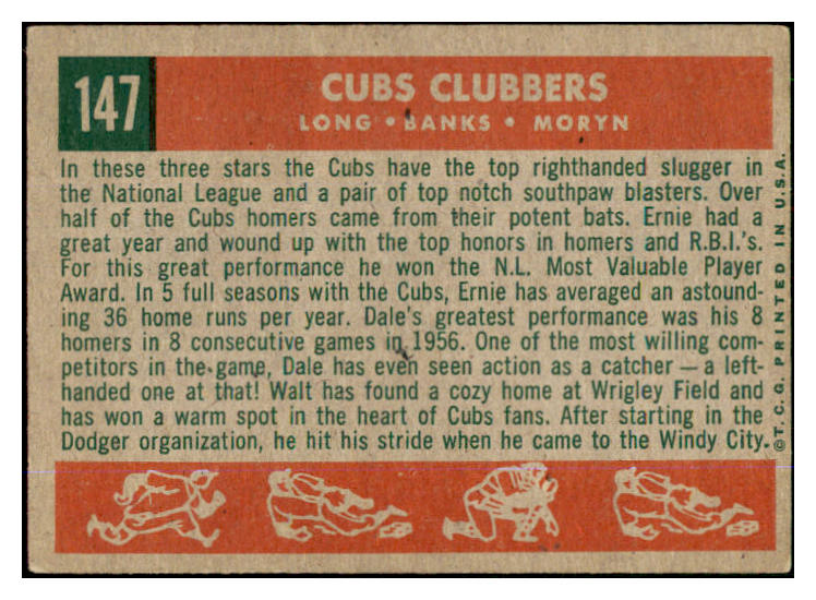 1959 Topps Baseball #147 Ernie Banks Dale Long VG/VG-EX 430260