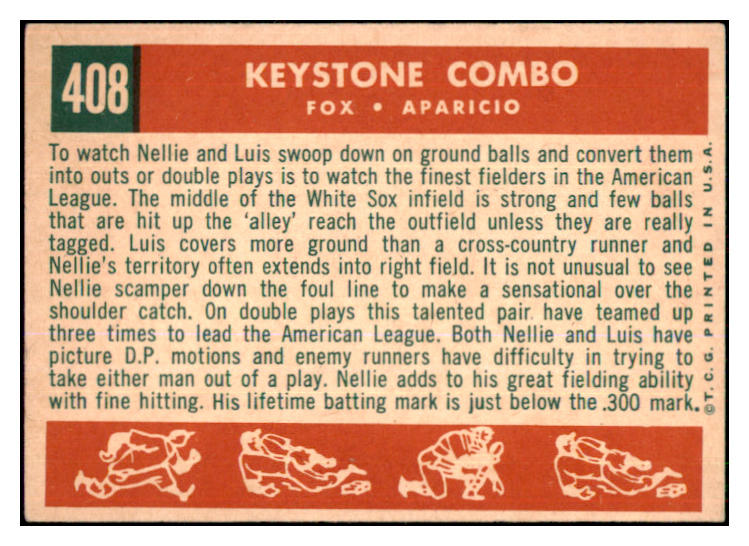 1959 Topps Baseball #408 Luis Aparicio Nellie Fox NR-MT 433759