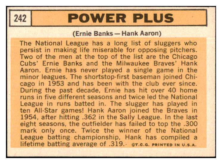 1963 Topps Baseball #242 Hank Aaron Ernie Banks EX+/EX-MT 439100