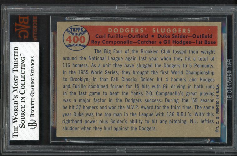 1957 Topps Baseball #400 Roy Campanella Duke Snider Gil Hodges BVG 7 NM 445416