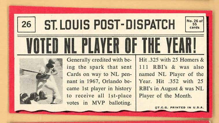 1971 Topps Baseball Greatest Moments #026 Orlando Cepeda Braves EX 445476