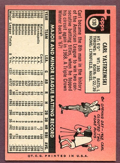 1969 Topps Baseball #130 Carl Yastrzemski Red Sox EX 446561