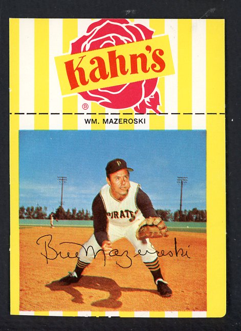 1968 Kahns Baseball Bill Mazeroski Pirates NR-MT 456449
