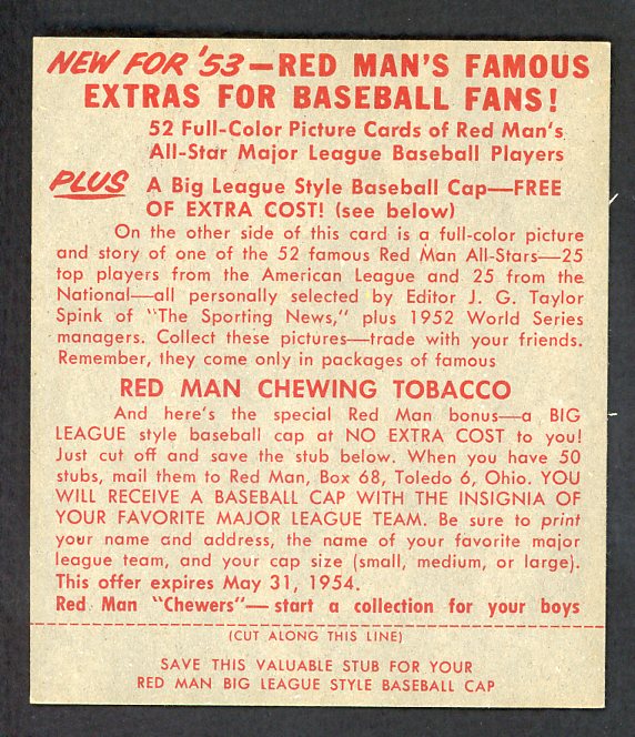1953 Red Man #008AL George Kell Red Sox EX-MT/NR-MT w/Tab 459973