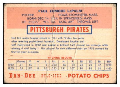 1954 Dan Dee Paul Lapalme Pirates Good 431163