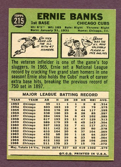 1967 Topps Baseball #215 Ernie Banks Cubs NR-MT oc 438422