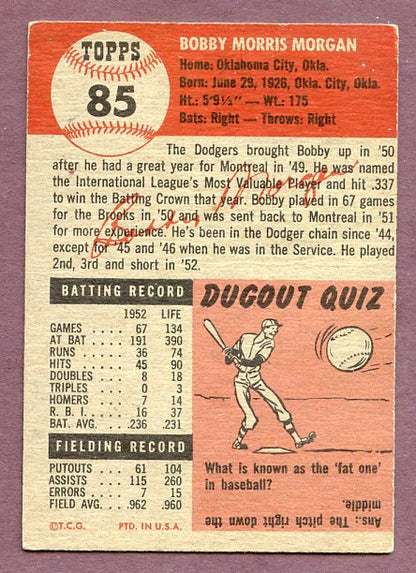 1953 Topps Baseball #085 Bobby Morgan Dodgers VG 448612
