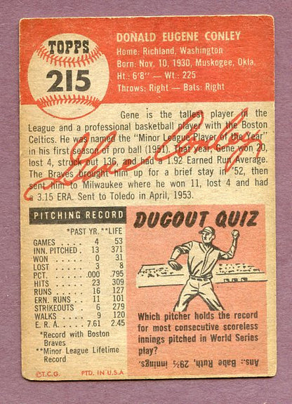1953 Topps Baseball #215 Gene Conley Braves VG 448638