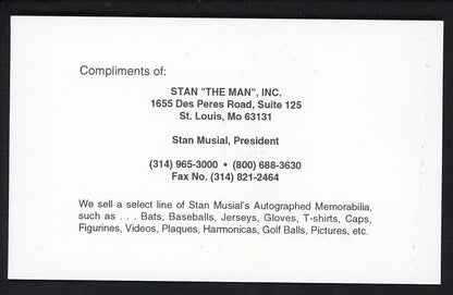 Stan Musial Stan The Man Inc. Postcard Signed 461545