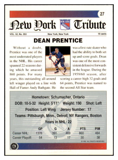 1991 Ultimate #027 Dean Prentice Rangers Signed 461555