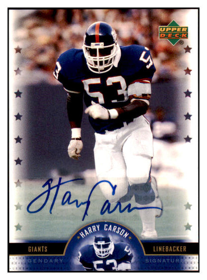 2005 UD Legends #LX-HC Harry Carson Giants Signed 461590