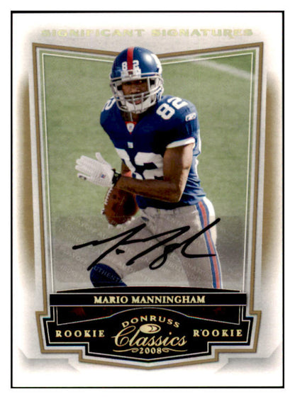 2008 Donruss Significant #199 Mario Manningham Giants Signed 461595