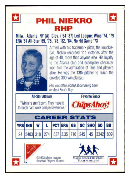 1993 Nabisco Legends Phil Niekro Braves Signed 461656