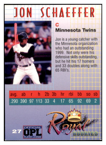 2000 Royal Rookies #027 Jon Schaeffer Twins Signed 461669