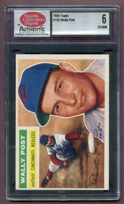 1956 Topps Baseball #158 Wally Post Reds SCD 6 EX-MT Gray 461973