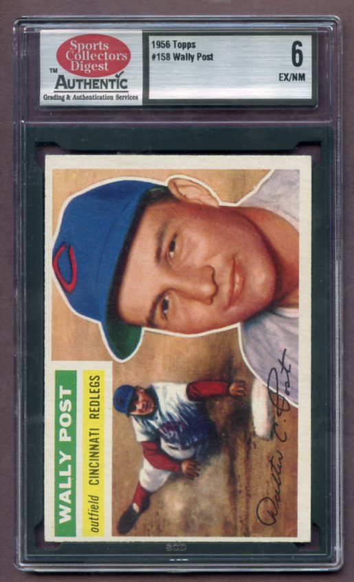 1956 Topps Baseball #158 Wally Post Reds SCD 6 EX-MT Gray 461973