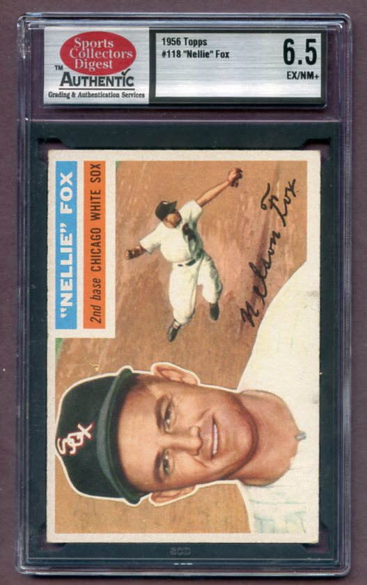 1956 Topps Baseball #118 Nellie Fox White Sox SCD 6.5 EX-MT+ Gray 462093
