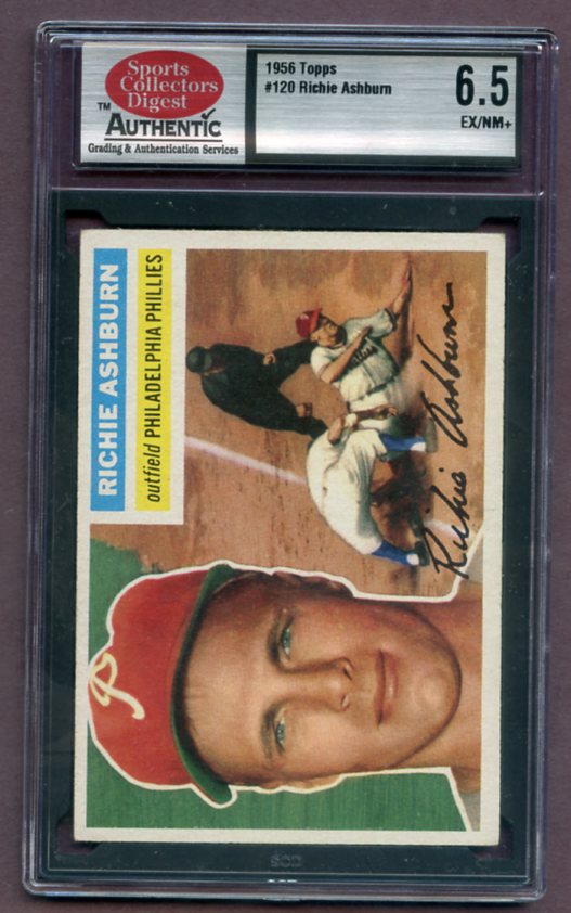 1956 Topps Baseball #120 Richie Ashburn Phillies SCD 6.5 EX-MT+ Gray 462102