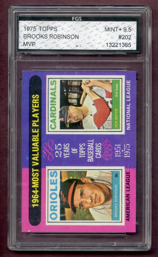 1975 Topps Baseball #202 Brooks Robinson Ken Boyer FGS 9.5 MINT+ 462156