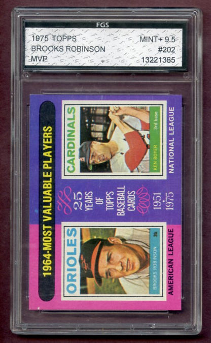 1975 Topps Baseball #202 Brooks Robinson Ken Boyer FGS 9.5 MINT+ 462156