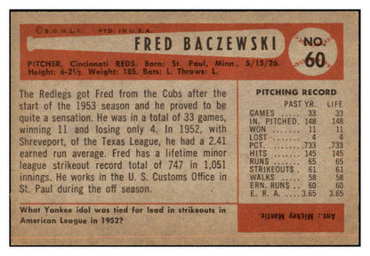 1954 Bowman Baseball #060 Fred Baczewski Reds EX-MT 463486