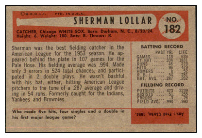 1954 Bowman Baseball #182 Sherm Lollar White Sox EX-MT 463511
