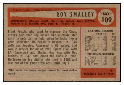 1954 Bowman Baseball #109 Roy Smalley Cubs EX-MT 463528